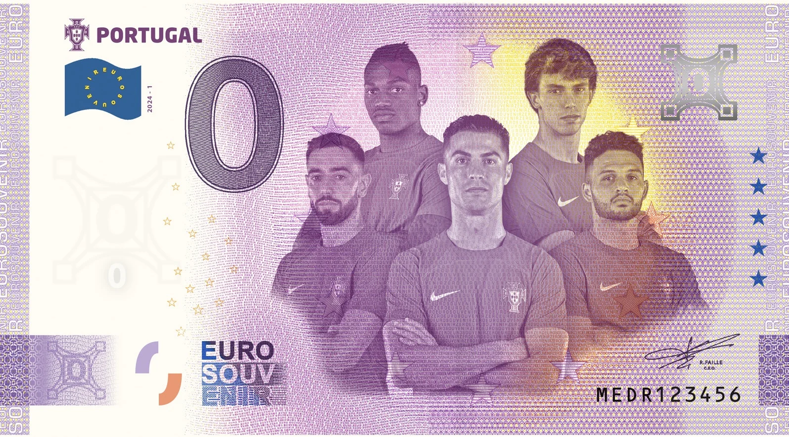 Nota Euro Souvenir — Portugal, Seleção Nacional