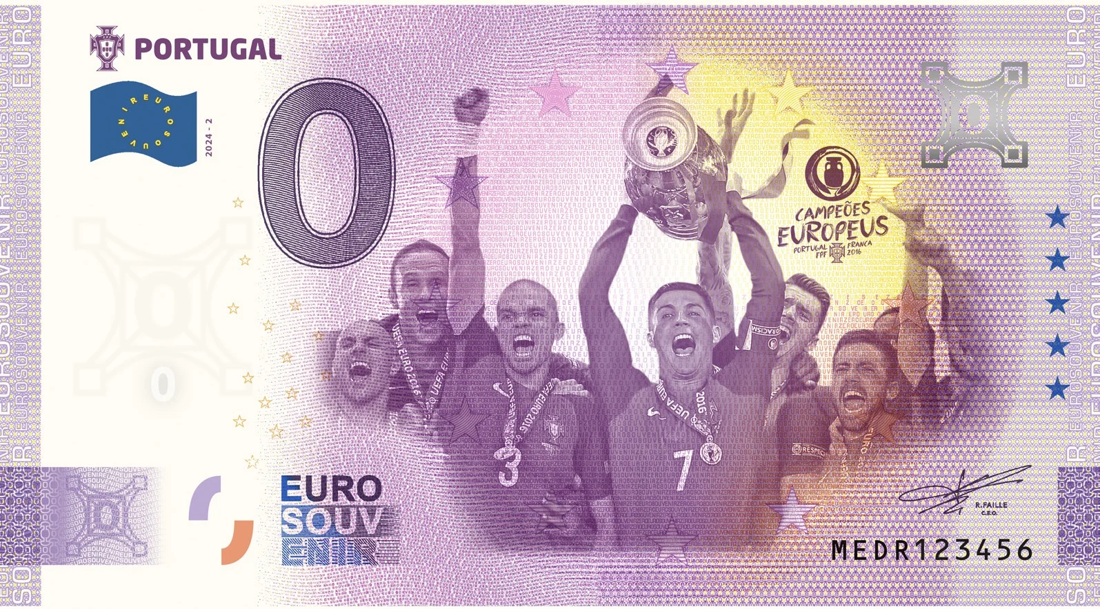 Nota Euro Souvenir — Portugal, Campeões Europeus 2016