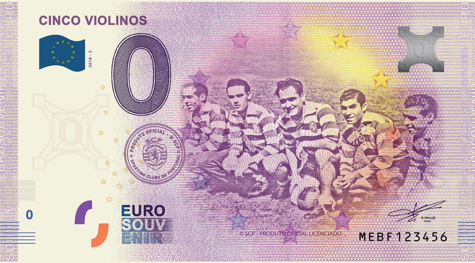Nota Euro Souvenir — Sporting CP, Cinco Violinos